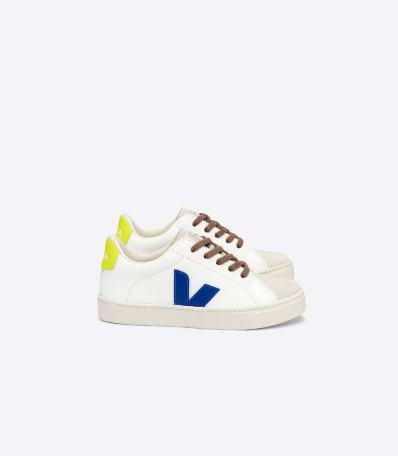 Laces Chromefree Leather White Indigo Jaune Fluo Series Veja